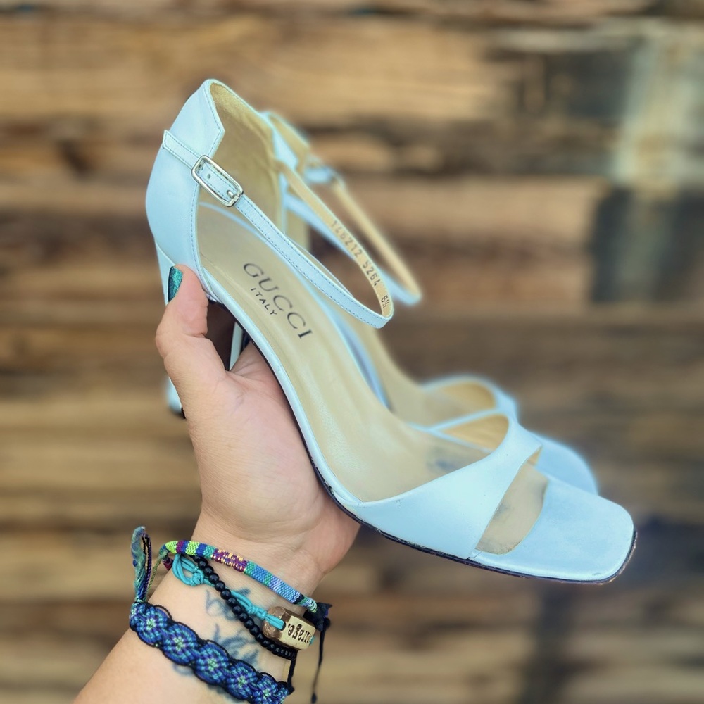 GUCCI | White Strappy Heels 6.5